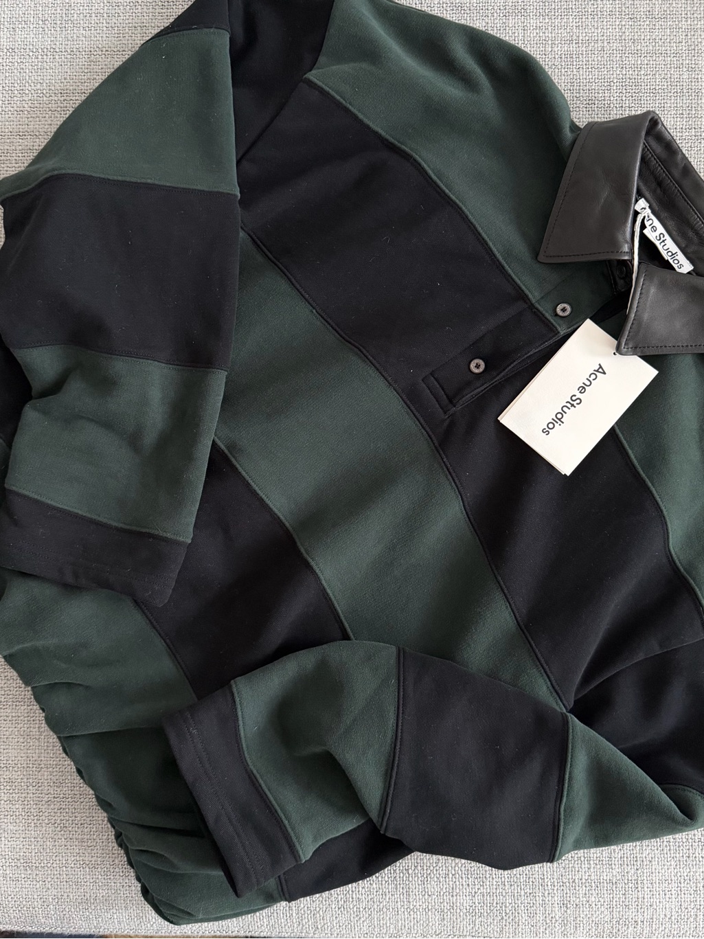 Acne Studios Striped Polo Sweater With Leather Collar